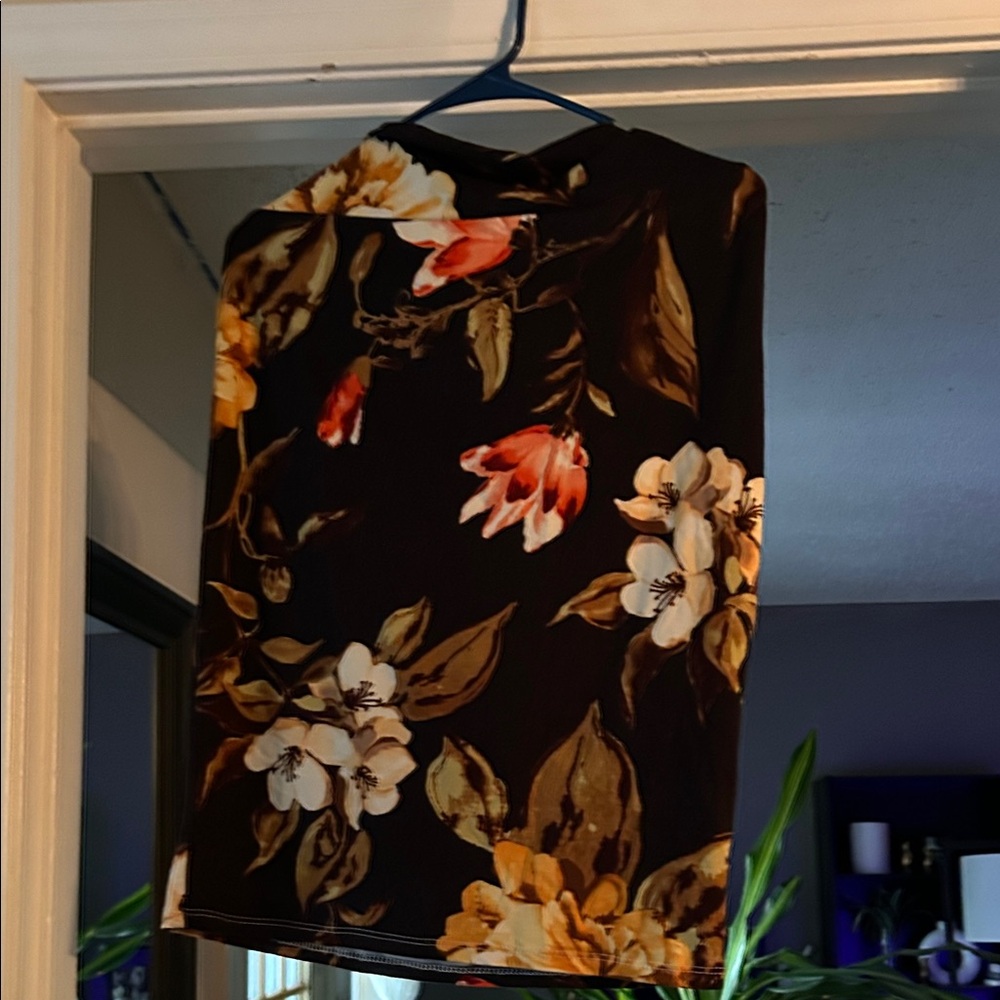 Rainbow Floral Skirt - Black and Orange